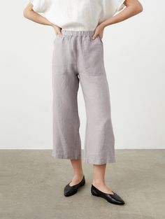 Linen Culottes With Elastic Waist, Wide Leg Linen Pants With Pockets, Cropped Linen Trousers for Women PECAN - Etsy France Casual Culottes With Pockets And Relaxed Fit, Casual Relaxed Fit Culottes With Pockets, Summer Cropped Wide Leg Pants With Pockets, Summer Wide Leg Cropped Pants With Pockets, Casual Cropped Culottes With Pockets, Casual Cropped Leg Culottes With Pockets, Chic Summer Wide Leg Pants With Side Pockets, Relaxed Fit Straight Leg Culottes With Pockets, Casual Wide-leg Linen Capris