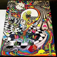 an art work with many different colors and shapes