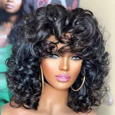 Kręcony Bob, Natural Black Hair Color, 1b Hair, Curly Bob Wig, Curly Bob Wigs, Afro Wigs, Short Curly Wigs, Short Curly Bob, Curly Human Hair Wig