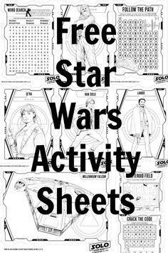 the star wars activity sheets for kids to practice their writing and drawing skills, including numbers