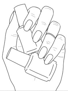 a drawing of a hand holding several small pieces of paper in it's palm