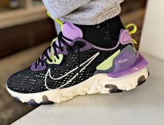 Nike React Vision D/MS/X 'Black Gravity Purple Volt'(2020) Giveaway Coming Soon, Sneakers Addict, Athleisure Outfits, On Sneakers, Purple Fashion, Daily Deals, Air Max Sneakers