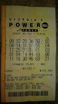 a yellow ticket for the powerball game