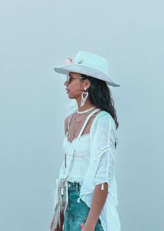 Say hello to all your summer festivities this year with our unique lacy bohemian cowgirl hat! This chic structured cowboy hat is beautifully crafted with delicate white lace adding the perfect feminine touch and adorned with beautiful peachy florals for that ultimate bohemian desert look. It's the perfect unique accessory to complete your festival outfit or your next elopement/engagement shoot! High quality and thick string tie is included to secure your hat around your head. You can wear it on Bohemian Adjustable Sun Hat For Garden Party, Adjustable Bohemian Sun Hat For Garden Party, White Western Hat For Spring, Bohemian Hat For Garden Parties And Beach Season, Bohemian Straw Hat With Short Brim For Garden Party, Bohemian Fedora Straw Hat For Garden Party, Bohemian Straw Hat For Garden Party, Adjustable Bohemian Straw Hat For Garden Party, White Western Straw Hat For Spring