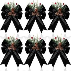 Syhood 6 Pcs Christmas Bows Buffalo Plaid Bow Checkered Ribbon Bow with Pine Cone Christmas Tree Decoration Bows for Christmas Parties Christmas Trees Indoor Crafts(Black) Pine Cone Christmas, Indoor Crafts, Pine Cone Christmas Tree, Plaid Bow, Christmas Parties, Christmas Tree Decoration, Christmas Bows, Pine Cone