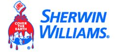 sherwin and williams logo with the words cover the earth in red, white and blue