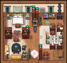 an overhead view of a living room and dining area in the legend of zelda