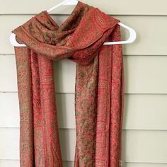 Brand New Item In Factory Packaging Beautiful Olive Green And Red Colors Reversible Design, Paisley Print Soft Silky Pashmina Light Weight Women Wraps For All Ages Bohemian Style Scarf Size : 25 Inches Wide And 76 Inches Long 3 Inches Tassels On Both Ends Elegant Red Pashmina Shawl With Paisley Print, Bohemian Red Jamawar Scarves, Red Bohemian Pashmina Shawl With Paisley Print, Traditional Red Scarves For Fall, Red Festive Winter Dupatta, Festive Red Jamawar Scarves, Red Festive Dupatta For Winter, Red Jamawar Shawl Scarf, Traditional Red Scarf With Paisley Print