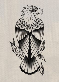 an eagle tattoo design on paper