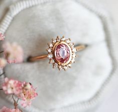 Pink Sapphire Engagement Ring Halo Diamond Sapphire Ring With - Etsy Rose Gold Pink Engagement Ring, Vintage Pink Sapphire Ring, Pink Diamond Engagement Rings, Round Sapphire Engagement Ring, Sapphire Engagement Ring Halo, Pink Sapphire Engagement Ring, Diamond Sapphire Ring, Pink Diamond Engagement Ring, Engagement Ring Halo