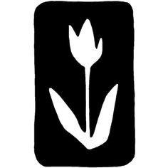 a black and white silhouette of a tulip on a square with the words,