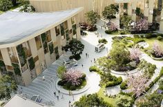 マップルックの参考デザイン Biophilic Architecture, Plaza Design, Urban Landscape Design, Public Space Design, Landscape Architecture Design, Urban Park, Architecture Design Concept, Street Design, Architecture Presentation