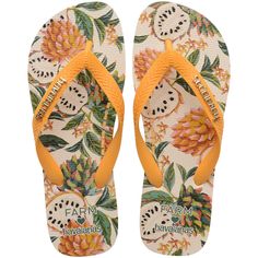 PRICES MAY VARY. Rubber toe post, thong Havaianas Farm, Personalized Flip Flops, Flip Flops For Women, Kids Clogs, Printed Flip Flops, Tropical Prints, Yellow Fruit, Kids Flip Flops, Havaianas Flip Flops