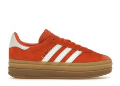 adidas Gazelle Bold Collegiate Orange Gum (Women's) Adidas Orange, Orange Adidas Shoes, Adidas Gazelle Orange, Adidas Orange Sneakers For Sports, Orange Adidas Running Shoes For Streetwear, Orange Sneakers, Nike Fashion Shoes, Orange Shoes, Shoes Sneakers Adidas