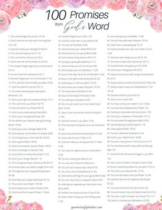 the 100 proms for girls word list is shown with pink flowers and green leaves