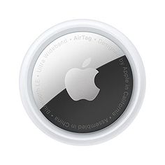 an apple logo on the side of a white and black clock with words below it