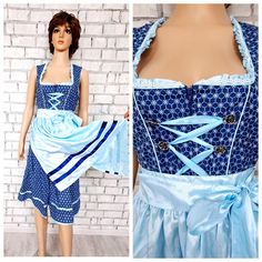 blue floral  Dirndl Dress Oktoberfest Clothing trachten floral Dirndl  bavarian dress German Dress Festival Dress Folk Dress oktoberfest dress L 2P 100% Cotton apron 100% polyester  height of the woman in the photo - 180 cm Please refer to photos for details of condition.  Condition: very good vintage Measurements TAG SIZE 44 L: Length: 102 cm/ 40.2" Bust: 102 cm/ 40.2" Waist: 83 cm/ 32.7" Hips: free note The color on the pictures may vary due to monitor settings and light reflections. Ready to Blue Fitted Dress For Oktoberfest, Fitted Blue Dress For Oktoberfest, Oktoberfest Clothing, Dirndl Dress Oktoberfest, Bavarian Dress, Oktoberfest Dress, German Dress, Oktoberfest Outfit, Folk Dress