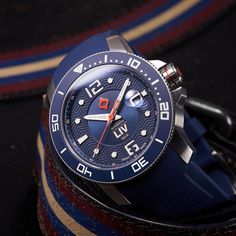 The GX-Diver's 44mm Steel Cobalt features a unique blue dial, an Elaboré grade, 26-jewel Swiss automatic movement, date cyclops magnification, a 42-hour power reserve, a surgical grade 316L stainless steel case with skeleton case-back, unidirectional 120-click matte blue bezel ring, a scratch-resistant & anti-reflective sapphire crystal, a screw-down crown, and water-resistant to 300 meters.