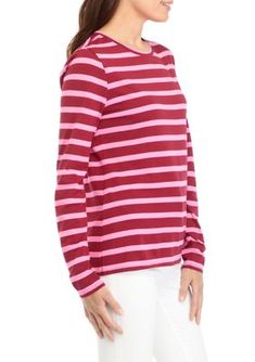 Classic and comfy, this striped top from Crown & Ivy is perfect for pairing with your favorite denim. | Crown & Ivy Women's Striped Long Sleeve T-Shirt, Large Striped Long Sleeve, Long Sleeve T Shirt, Ivy, Long Sleeve Tshirt, Crown, Long Sleeve, T Shirt