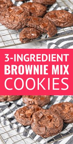 three ingredient brownie mix cookies on a cooling rack