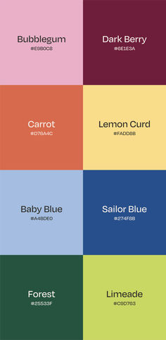 the color scheme for different font styles