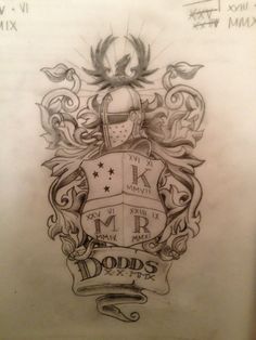 a drawing of a coat of arms on paper