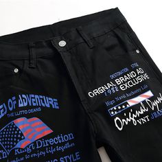 Scratches and rips are the main feature of these stone washed denim 6 pocket pants. Patches with the brand’s lettering embroidery and decorated with the American Flag on the left leg. Metal buttons fastening. The Maison’s lettering is embroidered under the rear waistband. Two needle stitching. Fit: Straight.[custom tab] FABRIC #1: 99% COTTON 1% ELASTANE | LINING #1: 65% POLYESTER 35% COTTON | INSERT #1: 100% POLYESTER | INSERT #2: 100% ACRYLONITRILE BUTADIENE STYRENE (ABS) [/custom tab] Urban Denim Jeans With Letter Print, Straight Leg Denim Blue Jeans With Letter Print, Urban Black Jeans With Letter Print, Black Urban Jeans With Letter Print, Urban Style Denim Bottoms With Letter Print, Denim Blue Jeans With Letter Print For Streetwear, Denim Blue Jeans With Letter Print, Straight Leg Denim Jeans With Letter Print, Denim Blue Letter Print Jeans For Streetwear