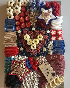 this is an art work made out of food and other items that are in the shape of hearts