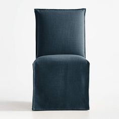 a dark blue chair with a white background