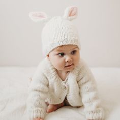 Soft hand knit beanie hat in Creamy White has stand-up bunny ears lined in Blush Pink yarn. Perfect for Easter and Halloween wear, or anytime you want to look adorbs like a cute little cottontail!! • Hand Knit in China • 100% Acrylic Girls Beanie Hats, Girls Knit Hat, White Beanie, Holiday Hats, White Beanies, Girl Beanie, Boys Knits, Crochet Girls, Animal Hats