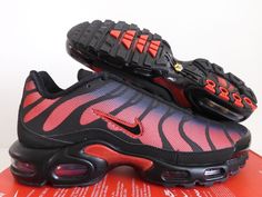 NIKE AIR MAX PLUS  Features 100% AUTHENTIC  BRAND NEW IN OPEN TOP BOX. COLOR: University Red-Black Amazing for both street wear and athletic performance wear Built for durability and support Size & Style Info SIZE 11 US MENS INTERNATIONAL SIZES: (10 UK)  (45 EU)  (29 CM) Style # DZ4507 600 Shipping We ship within 1-2 business days (excludes Saturday, Sunday, and holidays) from receipt of payment Tracking will be sent for all purchases within 24-48 hours Payment We accept payment by PayPal and cr Nike Air Max For Streetwear, Nike Air Max Dynamic Streetwear, Dynamic Nike Air Max For Streetwear, Red Fade-resistant Training Sneakers, Dynamic Red Fade-resistant Running Shoes, Red Running Shoes For Streetwear, Red Fade-resistant Sneakers For Streetwear, Dynamic Red Basketball Shoes For Streetwear, Red Nike Air Max For Sports With Boost Midsole