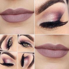 Beautiful Shades of Pink & Purple Eye Makeup Paired with a Matte Mauve Lipstick ♡♥♡♥♡♥ Purple Wedding Makeup, Mauve Makeup, Mauve Lipstick, Wedding Hairstyles And Makeup, Purple Eye Makeup, Photo Makeup