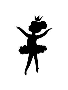 a black and white silhouette of a ballerina with her arms outstretched in the air