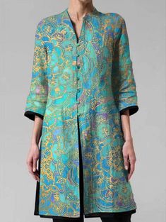 Linen Long Sleeve Top, Simple Kurta, Fashion Casual Outfits, Retro Spring, Women Fashion Casual, Simple Kurta Designs, Modest Dresses Casual, Print Coat, Vintage Floral Print