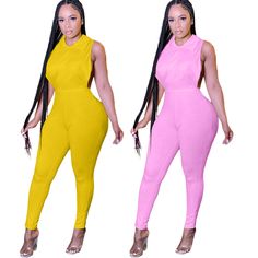 Women Summer Solid Color Sleeveless O Neck Back Zipper Side Hollow One Piece Party Club Jumpsuit Sleeveless Pink Bodysuit For Club, Sleeveless Spring Bodysuit For Club, Sleeveless Stretch Jumpsuits And Rompers For Club, Sleeveless Stretch Jumpsuits For Club, Chic Sleeveless Jumpsuits And Rompers For Club, Chic Sleeveless Club Jumpsuits And Rompers, One Piece Party, Club Jumpsuit, 1 Million