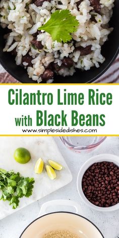 the ingredients to make cilantro lime rice with black beans