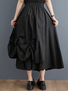 Sku CY-!121876 Material Polyester Style Loose , Irregularity Feature Pleated , Split-joint , Solid Color Occasion Original Creation , Stylish Selection Seasons Spring , Summer Type Skirts Bottoms Color BLACK Size One_size Please consult the size chart we provide for this item's measurements to help you decide which size to buy.Please note: There may be 1-3cm differ due to manual measurement. CMINCH Waist Bottom Length One_size 68 84 Black A Line Skirt, Long Skirt Casual, Female Streetwear, Green Formal Dresses, Mid Calf Skirt, Solid Skirt, Streetwear Hip Hop, Empire Dress, Summer Black