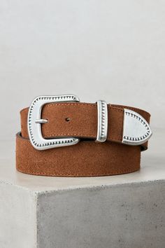 Soft Italian suede lends sophistication and a divine texture to the Dillon, a wear-everywhere belt that's as durable as it is pretty. Finishing this gorgeous style is a nickel-free tin buckle, keeper, and belt tip with a western-inspired design. With smooth leather lining. Gorgeous Style, Suede Belt, Buckle Belt, Belt Size, Smooth Leather, Belt Buckles, Leather Belt, Suede Leather, Tin