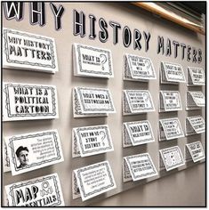 a bulletin board with many different types of labels on it and the words, why history matters?