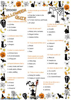 the halloween quiz is shown with pumpkins and jack - o'lanterns on it