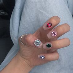 Concert Nails, Opal Nails, Ootd Selfie, Art Deco Nails, Hello Nails, Edgy Nails, Nails Now, Korean Nails, Polygel Nails