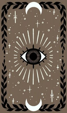 an all seeing eye surrounded by laurels and stars with the moon in the background