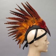 Phoenix Costume Headpiece : 23 Steps (with Pictures) - Instructables Eagle Costume, Fire Costume, Rising From The Ashes, Veg Tan Leather, Black Feathers, Leather Pieces