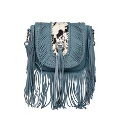 Montana West Genuine Leather Hair-On Cowhide Fringe Bohemian Crossbody - Cowgirl Wear Western Leather Bag With Fringe, Western Style Crossbody Shoulder Bag For Travel, Western Leather Bags For Rodeo, Western Style Fringe Bags For Everyday Use, Western Style Bags With Fringe For Everyday Use, Western Style Fringed Bags For Everyday Use, Hand Tooled Leather Bags For Rodeo, Western Leather Crossbody Shoulder Bag, Western Style Leather Crossbody Bag