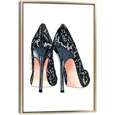 Lace Heels by Elza Fouche arrives ready to hang, with hanging accessories included and no additional framing required. Every canvas print is hand-crafted in the USA, made on-demand at iCanvas, and expertly stretched around 100% North American Pine wood stretcher bars. Fashion Illustration Shoes, Glitter Wall Art, Fashion Artwork, Shoes Illustration, Lace Heels, Silver Frames, Shoe Art, Classic Frame, Shoe Print