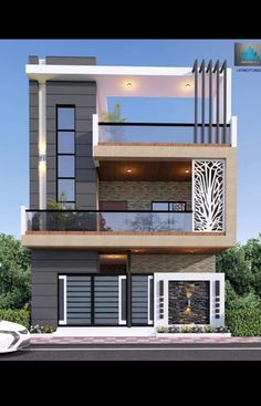 an architectural rendering of a two story house