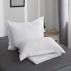 PRICES MAY VARY. PACKAGE - 20"x 26" Pillow Shams Pack of 2! Overlap Closure (NO PILLOW) MATERIAL - Made of 100% Premium Quality Belgian Flax Fabric with Pre Washed. Basic Style. Our linen products has been certified according to STANDARD 100 by OEKO-TEX. Linen has no lint or pilling tendency. The cozy texture of linen fabric, durability, and casual vibe will fit into your daily life. ADVANTAGE - Linen fabric is more breathable and durable than cotton, it won't fade and become even softer after e Fun Pillow Cases, White Pillow Cases, White Pillow Covers, Luxury Pillows, White Pillow, Linen Sheets, Linen Pillow Covers, Linen Duvet Covers, Linen Duvet