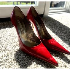 Pre-Owned And In Good Condition. Small White Scratch On Right Pump, May Be Able To Be Removed But I Haven't Tried. Comes In Not The Original Box. Gianmarco Lorenzi Shoes, Red Slingback Pumps With 4-inch Heel, Luxury Red-sole Kitten Heels, Luxury Red Slingback Pumps With 4-inch Heel, Red Patent Leather Slingback Pumps With 4-inch Heel, Gianmarco Lorenzi, Red Synthetic Heels With 4-inch Heel, Pointed Pumps, Patent Leather