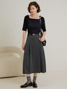 This is a feminine and romantic skirt by LANGSON that is made out of high quality polyester and viscose blend fabric. With design detail of flared silhouette and pleats detail, it gives a trendy and feminine look.- Flared A line silhouette- Pleats detail- Waistband with belt loops- Feminine and modern mood Chic A-line Skirt For Semi-formal Occasions, Elegant A-line Gathered Skirt, Chic A-line Fitted Pleated Skirt, Formal Pleated A-line Bottoms, Elegant Flared Accordion Pleated Skirt, Chic A-line Pleated Skirt For Formal Occasions, Elegant Full Skirt For Office, Formal Box Pleat Skirt For Summer, Elegant Accordion Pleated Flared Skirt