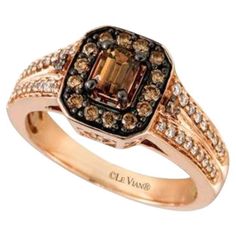 Grand Sample Sale Ring featuring 3/4 cts. Chocolate Diamonds®, 1/5 cts. Vanilla Diamonds® set in 14K Strawberry Gold® Wedding Rings Chocolate Diamond, Levian Chocolate Diamonds Rings, Chocolate Diamond Ring Engagement, Chocolate Rings, Levian Chocolate Diamonds, Chocolate Diamond Ring, Levian Jewelry, Chocolate Diamond, Chocolate Diamonds